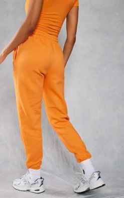 PRETTYLITTLETHING Bright Orange High Waist Cuffed Sweatpants