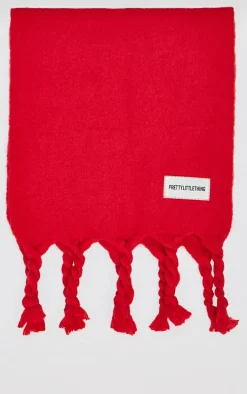 PRETTYLITTLETHING Bright Red Tab Blanket Scarf