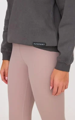 PRETTYLITTLETHING Charcoal Badge Detail Sport Sweatshirt