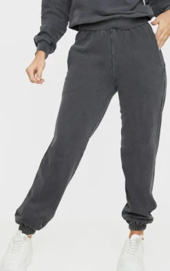 PRETTYLITTLETHING Charcoal Badge Detail Sport Sweatpants