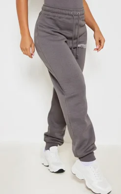 PRETTYLITTLETHING Charcoal Cuffed High Waisted Cuffed Sweatpants