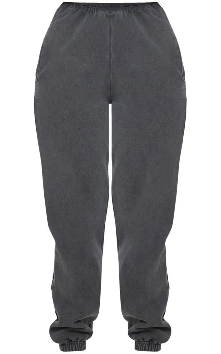 PRETTYLITTLETHING Charcoal Badge Detail Sports Sweatpants