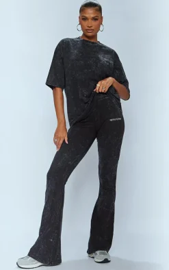 PRETTYLITTLETHING Charcoal Print Washed Oversized T-shirt