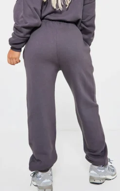 PRETTYLITTLETHING Charcoal Embroidered Oversized Cuffed Sweatpants