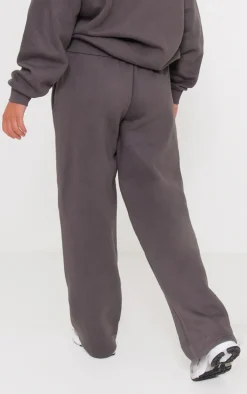 PRETTYLITTLETHING Charcoal Logo Oversized Wide Leg Sweatpants