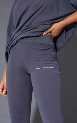 PRETTYLITTLETHING Charcoal Printed Flared Pants