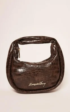 PRETTYLITTLETHING Chocolate PU Croc Mini Grab Bag