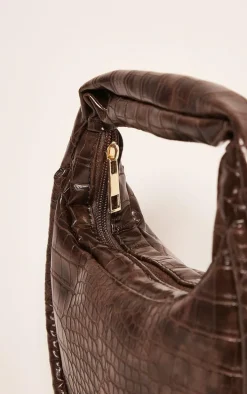 PRETTYLITTLETHING Chocolate PU Croc Mini Grab Bag