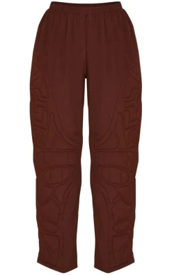 PRETTYLITTLETHING Chocolate Brown Nylon Padded Pants