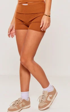 PRETTYLITTLETHING Chocolate Sheer Burnout Mesh Hot Pant Shorts