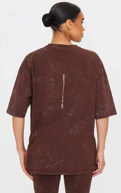 PRETTYLITTLETHING Chocolate Print Washed Oversized T-shirt