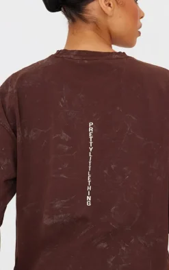 PRETTYLITTLETHING Chocolate Print Washed Oversized T-shirt