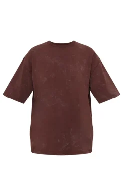 PRETTYLITTLETHING Chocolate Print Washed Oversized T-shirt