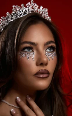 PRETTYLITTLETHING Clear Tearful Clear Crystal Face Gems