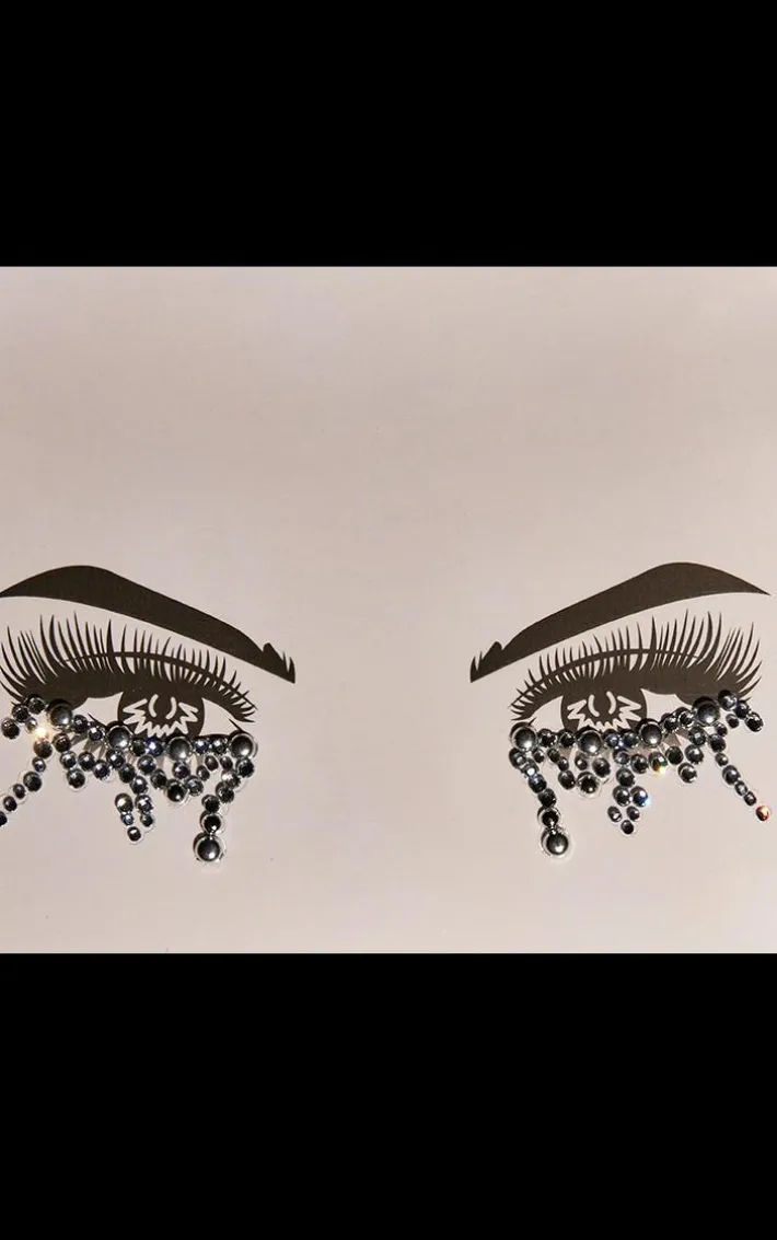 PRETTYLITTLETHING Clear Tearful Clear Crystal Face Gems