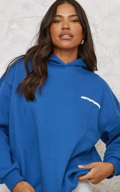 PRETTYLITTLETHING Cobalt Puff Back Print Hoodie