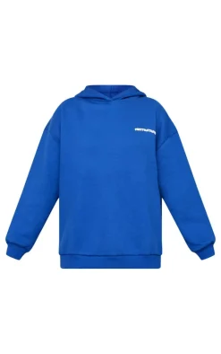 PRETTYLITTLETHING Cobalt Puff Back Print Hoodie