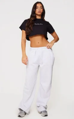 PRETTYLITTLETHING Cotton Black Oversized Crop T-Shirt