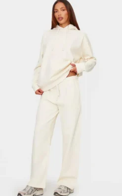 PRETTYLITTLETHING Cream Premium Embossed Oversized Hoodie