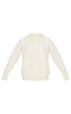 PRETTYLITTLETHING Cream Premium Embossed Oversized Hoodie