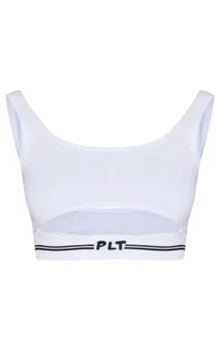 PRETTYLITTLETHING Cream Seamless Rib Cut Out Bralette