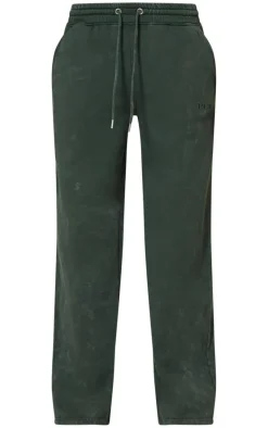 PRETTYLITTLETHING Forest Green Washed Low Rise Oversized Wide Leg Sweatpants