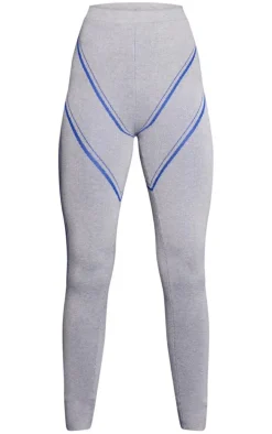 PRETTYLITTLETHING Grey Binding Ski Knitted Base Layer Leggings