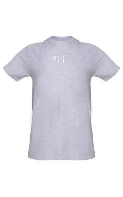 PRETTYLITTLETHING Grey Embroidered T Shirt