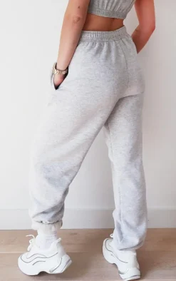 PRETTYLITTLETHING Grey Embroidered Cuffed Sweatpants