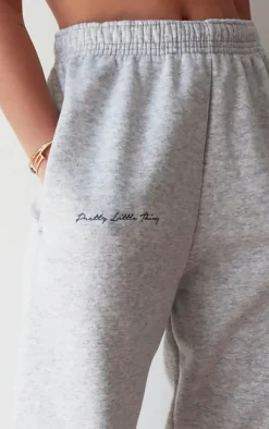 PRETTYLITTLETHING Grey Embroidered Cuffed Sweatpants