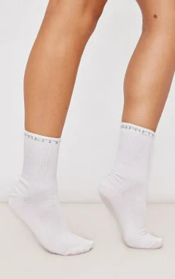 PRETTYLITTLETHING Grey Logo 2 Pack Socks