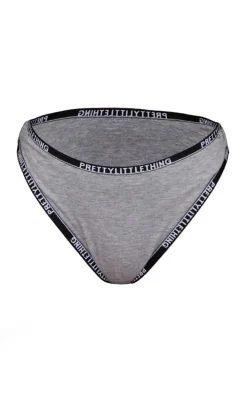 PRETTYLITTLETHING Grey Marl Tape Jersey Panties