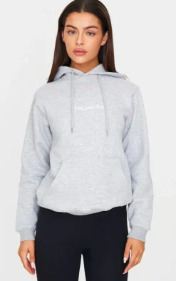 PRETTYLITTLETHING Grey Marl Oversized Sweat Hoodie