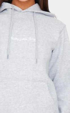 PRETTYLITTLETHING Grey Marl Oversized Sweat Hoodie