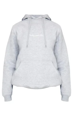 PRETTYLITTLETHING Grey Marl Oversized Sweat Hoodie