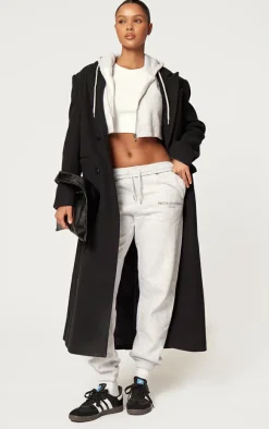 PRETTYLITTLETHING Grey Marl Copy right Graphic Sweatpants