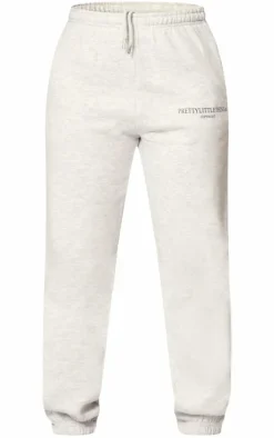 PRETTYLITTLETHING Grey Marl Copy right Graphic Sweatpants