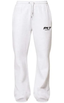 PRETTYLITTLETHING Grey Marl Athletics Club Embroidered Wide Leg Sweatpants