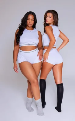 PRETTYLITTLETHING Grey Marl Vest and Short PJ Set