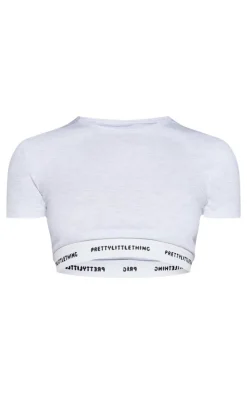 PRETTYLITTLETHING Grey Marl Tape Short Sleeve PJ Top