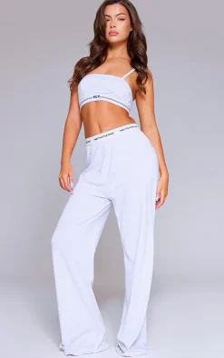 PRETTYLITTLETHING Grey Marl Badge Cup Detail Jersey Bralette