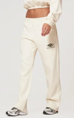 PRETTYLITTLETHING Grey Marl Embroidered Straight Leg Sweatpants