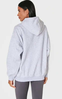 PRETTYLITTLETHING Grey Marl Applique Oversized Hoodie