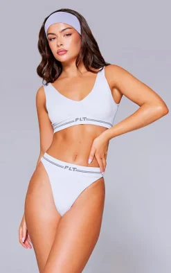 PRETTYLITTLETHING Grey Seamless Ribbed Bra