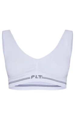 PRETTYLITTLETHING Grey Seamless Ribbed Bra