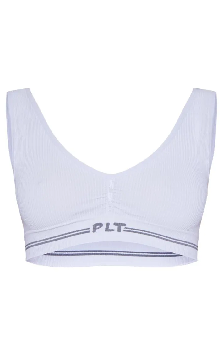 PRETTYLITTLETHING Grey Seamless Ribbed Bra