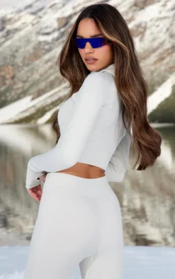 PRETTYLITTLETHING Grey Ski Seamless Hooded Top & Leggings Set