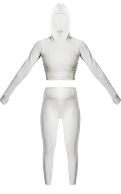 PRETTYLITTLETHING Grey Ski Seamless Hooded Top & Leggings Set