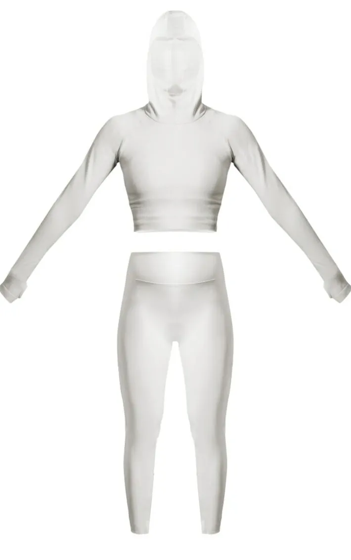 PRETTYLITTLETHING Grey Ski Seamless Hooded Top & Leggings Set