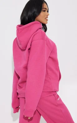 PRETTYLITTLETHING Hot Pink Embroidery Graphic Hoodie